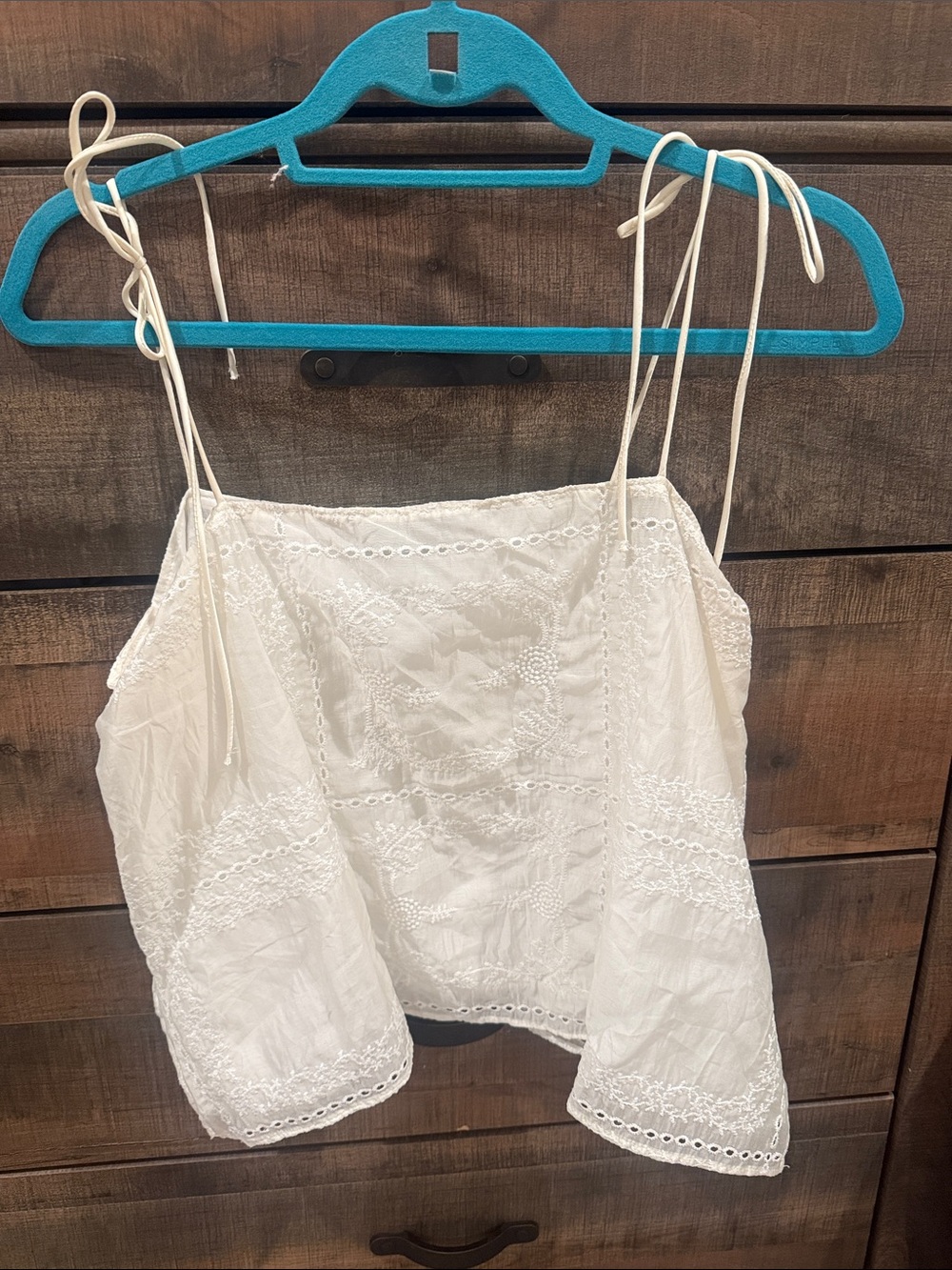 Vici White Lace Eyelet Tie-Strap Cami